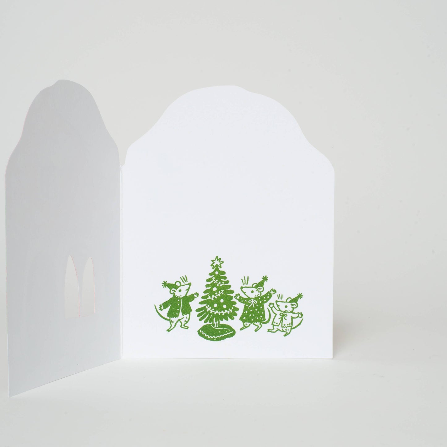 Merry Mushroom House Letterpress Holiday Greeting Card by Phoebe Wahl: Plastic sleeve